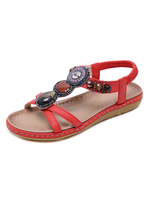 Frauen flache Sandalen geprägte flache Leder ethnisch