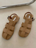 Frauen flache Sandalen Kaffee Brown Chic PU Leder Knöchelriemen Gladiator Sandalen