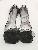 Frauen flache Strandsandalen Peep Toe Jelly Schuhe mit Blume