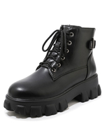 Frauen Flatform Kampfstiefel Schnüren Runde Kappe 2;4 "Booties