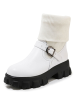 Frauen Flatform Stiefeletten Round Toe Buckle Platform 2 "Booties