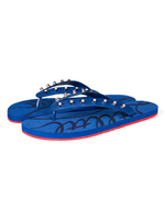 Frauen Flip Flops Blau Schöne Kunstwerk Muster Atmungsaktive Rindsleder Slip-On Flache Hausschuhe