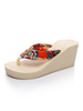 Frauen-Flip-Flops Ecru Weiß Floral Printed Wedge Sandalen Beach Strand Sandale Schuhe