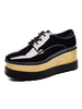 Frauen Freizeitschuhe Schwarzes Quadrat Toe Lace Up Plateau Sneakers