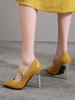 Frauen gelb High Heels spitzen Zehen PU Leder Heels