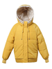 Frauen gelbe Kapuze Wintermäntel Langarm Kordelzug Design Puffer Mäntel