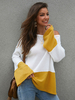 Frauen gelbe Pullover zweifarbige Polyesterpullover mit langen Ärmeln