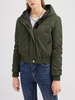Frauen Gesteppte Mäntel Hunter Green Mit Kapuze Reißverschluss Lange Ärmel Casual Winter Mantel