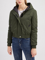 Frauen Gesteppte Mäntel Hunter Green Mit Kapuze Reißverschluss Lange Ärmel Casual Winter Mantel