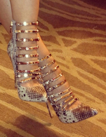 Frauen Gladiator Pumps Riemchen Snake Print Sexy Abendschuhen mit hohen Absätzen