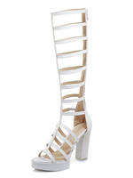 Frauen Gladiator Sandalen Weiß Open Toe Riemchen Sandale Schuhe High Heel Sandaletten