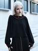 Frauen Gothic Bluse Schwarz Sexy Polyester Langarm Seemann Kragen Top