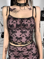 Frauen Gothic Cami Top Schwarz Lace Up Gothic Straps Neck Sleeveless Sommer Camis