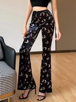 Frauen Gothic lange Hosen Schmetterling schwarze gotische Baumwolle Retro Hosen