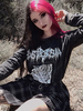 Frauen Gothic Shirt Black Jewel Neck Langarm Polyester Casual Top