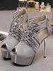 Frauen Grau High Heels Wildleder Peep Toe Stiletto Absatz Party Schuhe Sexy Heels