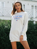 Frauen Grau Hoodie Langarm Polyester Bedrucktes Kapuzenpullover