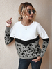 Frauen Grau Pullover Pullover Farbe Block Jewel Neck Langarm Polyester Pullover