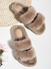Frauen graue Maultiere künstliche kurze Plüsch Winter Kunstpelz Hausschuhe Pantoletten Schuhe