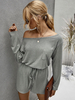 Frauen grauer Overall Langarm Polyester Casual Sommer Spielanzug