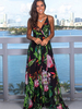 Frauen Grün Maxikleider Ärmelloses Kleid mit Blumenmuster aus Polyester; bodenlanges Kleid