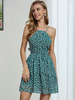 Frauen grünes Sommerkleid Flora bedrucktes Polyester Beach Midi Kleid