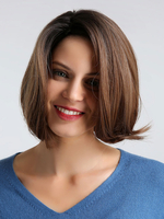 Frauen-Haar-Perücken Brown zerzaust Seitenscheitelung Bob-Haar-Perücken kurze synthetische Perücken