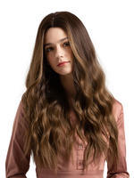 Frauen-Haar-Perücken tiefes Brown-Mitte-Trennungs-Wasserfall-lange synthetische Perücken