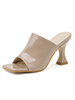 Frauen Heeled Mules Aprikose Lackleder Upepr Square Toe Chunky Heel Casual Mules