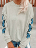 Frauen Hellgrauer Hoodie Langarm Schmetterlingsdruck Polyester Kapuzenpullover