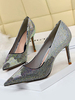 Frauen High Heel Party Schuhe Black Pointed Toe Pailletten Stiletto Heels Abendschuhe