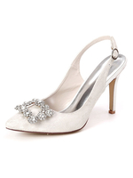 Frauen High Heel Party Schuhe White Pointed Toe Strass Abendschuhe