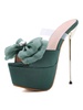 Frauen High Heel Sexy Sandalen Grüne Satin Mandelzehe Stiletto Heel Sexy Schuhe