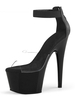 Frauen High Heel Sexy Sandalen Schwarz PVC Upper Open Toe Stiletto Heel Knöchelriemen Heels