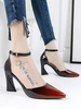 Frauen High Heels Burgund Pointed Toe Chunky Heel Knöchelriemen Pumps
