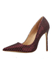 Frauen High Heels Burgund Spitzschuh gemusterte Abendschuhe