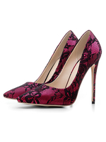 Frauen High Heels Lace Spitz Zehen Stiletto Slip On Pumps