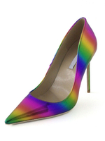 Frauen High Heels Multicolor Spitzschuh Pfennigabsatz Slip On Pumps