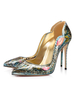 Frauen High Heels Pointed Toe Artwork Stiletto Absatz Green Slip-On Party Schuhe