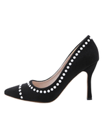 Frauen High Heels Pointed Toe Stöckelschuhe mit Nieten besetzt Chic Black Heels