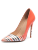 Frauen High Heels Pointed Toe Stiletto Absatz Oragnge Red Stripes High Heel Schuhe
