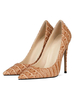 Frauen High Heels Pointed Toe Stiletto Absatz Sexy Deep Apricot Snakeskin Print Pumps
