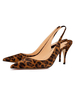 Frauen High Heels Pumps Leopard Pointed Toe Stiletto Heel Slingbacks Slip On Pumps
