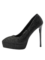 Frauen High Heels rot spitz Zehe Stöckel Absatz Slip On Party Schuhe Glitter Abendschuhe