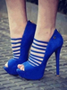 Frauen High Heels Royal Blue Peep Toe Plattform Strappy Pumps Sexy Schuhe