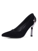 Frauen High Heels Schwarz Spitz Metalldetails Slip On Pumps Plus Size Schuhe