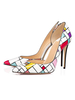 Frauen High Heels Slip-On Spitze Zehen Weiß Plaid Rindsleder Stiletto Heel Schuhe