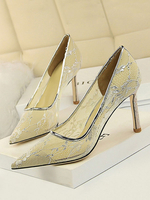 Frauen High Heels Spitze Spitze Zehe Slip On Pumps Party Schuhe