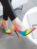 Frauen High Heels Spitze Zehen Stiletto Absatz Hell Himmelblau Farbblock Frauen Pumps
