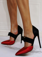 Frauen High Heels spitzen Zehen Stiletto Heel Chic Red Mary Jane Heels
